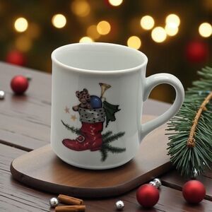 Schmidt Porcelana Brasil Vintage Christmas Mug Cup Santa Claus Boot with Toys